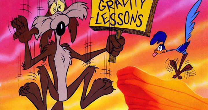 Coyote correndo atrás do Papa-Léguas no deserto, personagens clássicos da Warner Bros