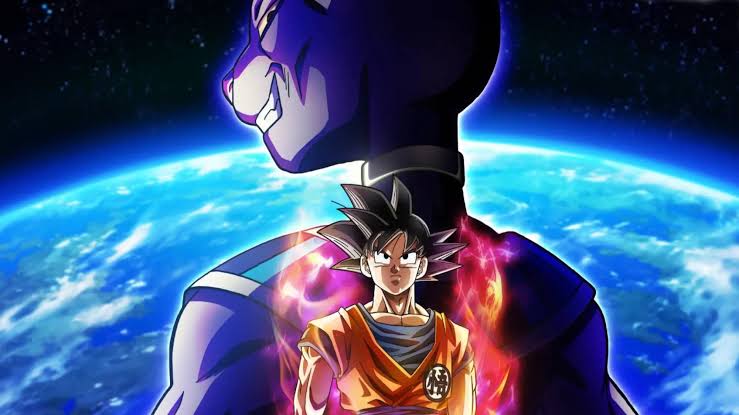 Beerus, o Deus da Destruição, encarando Goku na nova arte oficial de Dragon Ball Super Beerus
